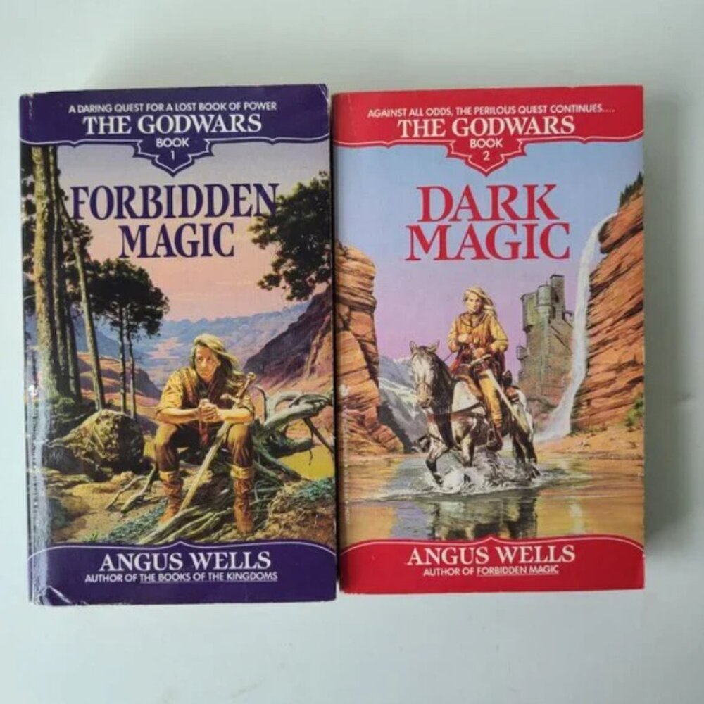 5/$15 - 2 Books The Godwars 1 2 Angus Wells Forbidden Magic Dark Epic Fantasy